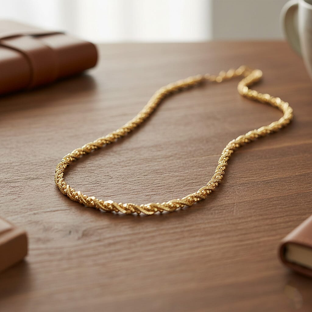 Italian Made Sterling Silver 1.9MM Fancy Twisted Snake Necklace with Lobster Clasp in Yellow Gold Plating 22 Inch 8183722 1