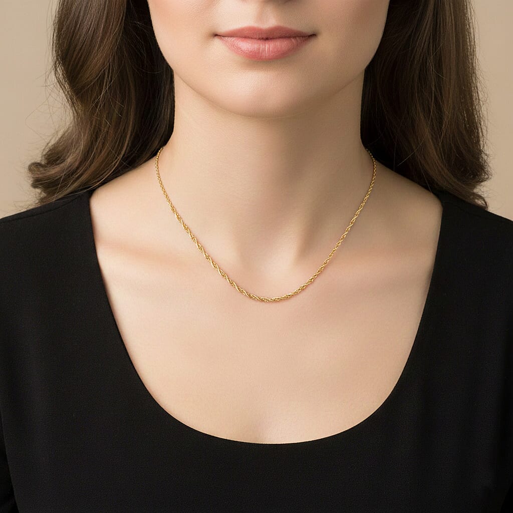 Italian Made Sterling Silver 1.9MM Fancy Twisted Snake Necklace with Lobster Clasp in Yellow Gold Plating 22 Inch 8183722 2