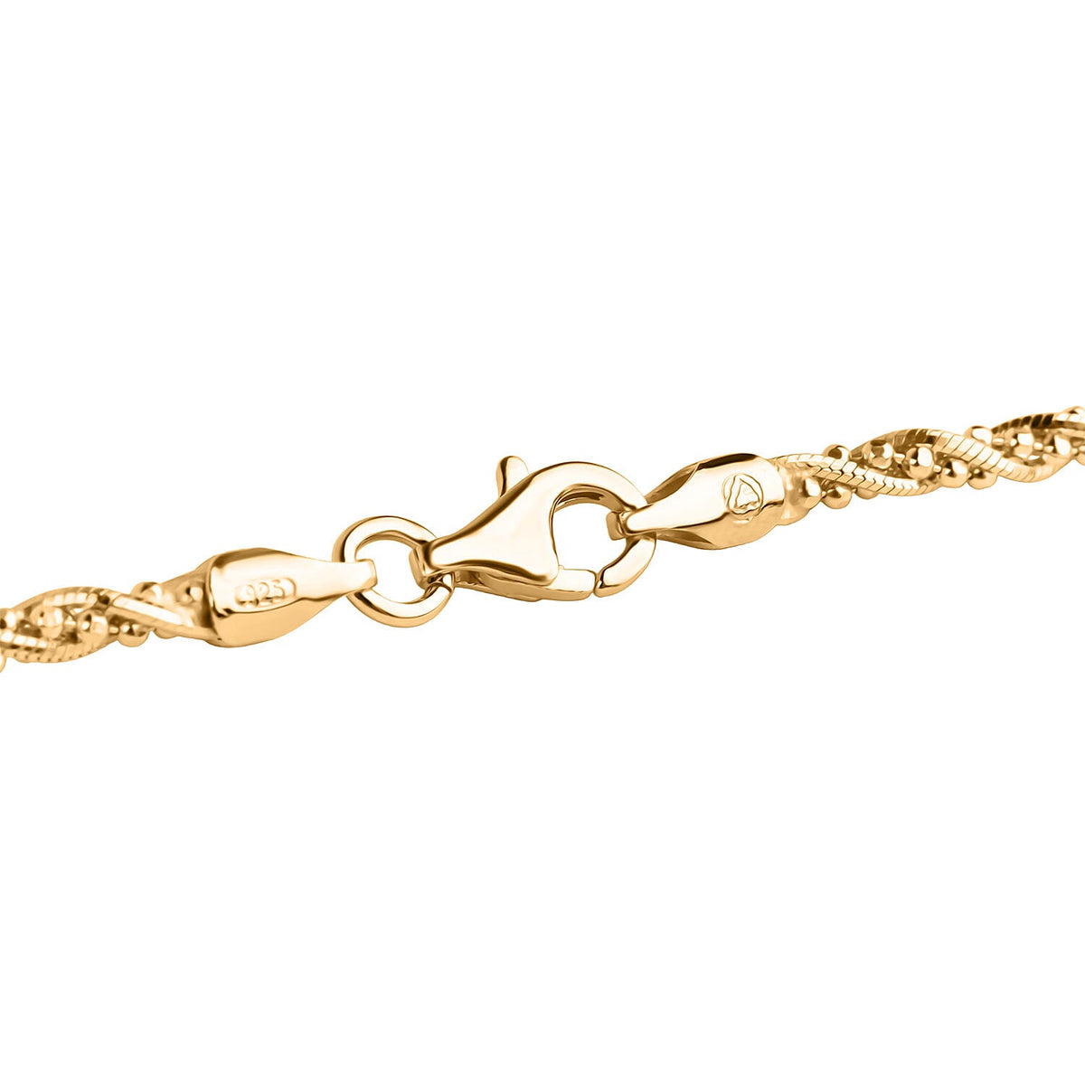 Italian Made Sterling Silver 1.9MM Fancy Twisted Snake Necklace with Lobster Clasp in Yellow Gold Plating 22 Inch 8183722 4