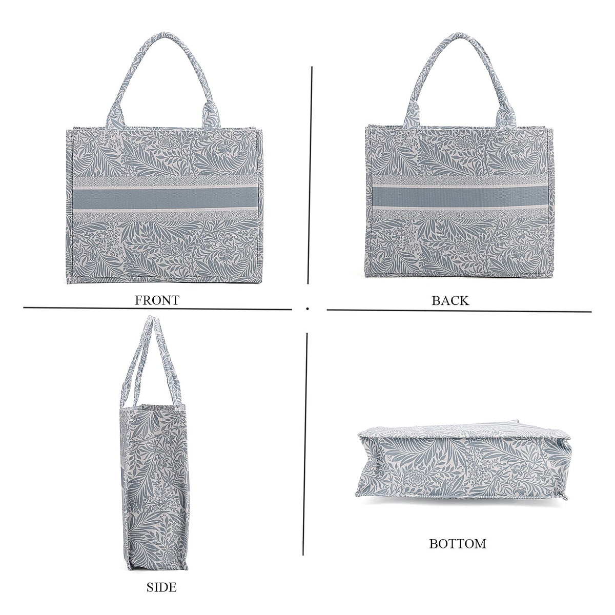 Trendy Leaf Print Linen Tote Bag - Light Green V32582768 7