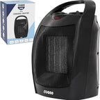 CUQUU Lightweight - Energy Efficient Ceramic Heater (2KW) with 3 Power Settings, Adjustable Thermostat - Overheating Protection Technology - Black