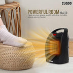 CUQUU Lightweight - Energy Efficient Ceramic Heater (2KW) with 3 Power Settings, Adjustable Thermostat - Overheating Protection Technology - Black