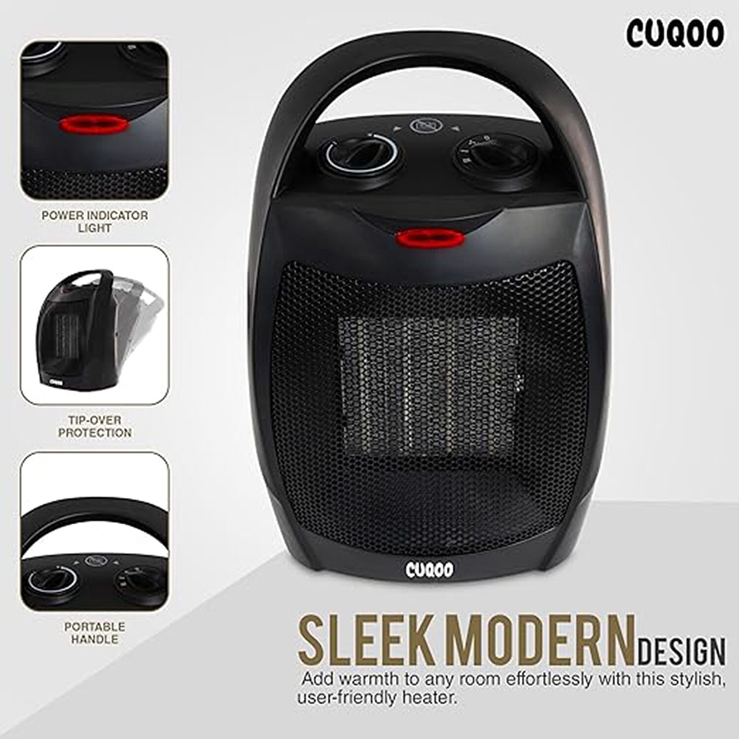 CUQOO Ceramic Heater With 3 Power Settings (2KW) - Black 7688885 5
