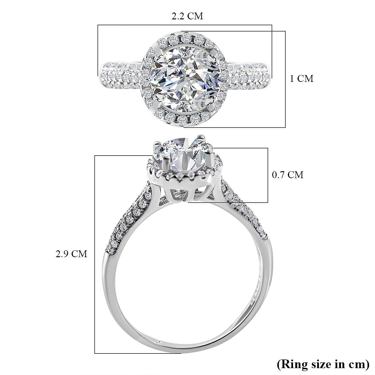 NY Close Out - Simulated Diamond Ring in Rhodium Overlay Sterling Silver 7282392 5