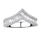 NY Close Out - Simulated Diamond Wishbone Ring in Rhodium Overlay Sterling Silver