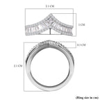 NY Close Out - Simulated Diamond Wishbone Ring in Rhodium Overlay Sterling Silver