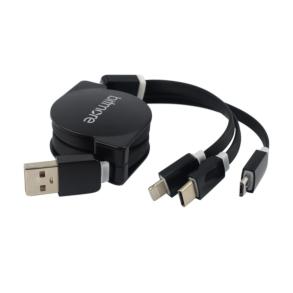 Bitmore Fast Charge Retractable 3 in 1 Charging Cable - Charge 3 Devices At the Same Time