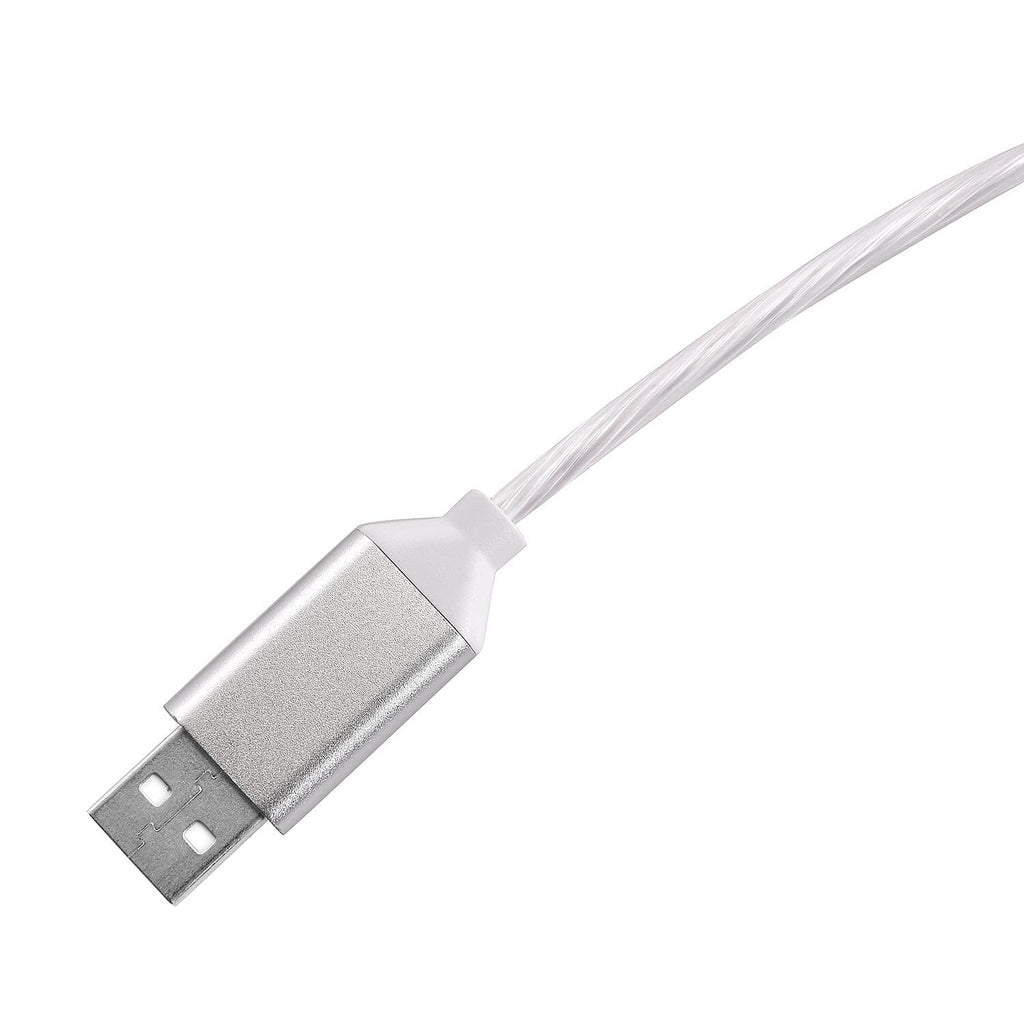 3 in 1 Magnetic Charging USB Cable with Flowing LED Light (Size 2x1 m) - White