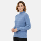 Emreco Cable Front Turtle Neck Jumper (Size L) - Mid Blue