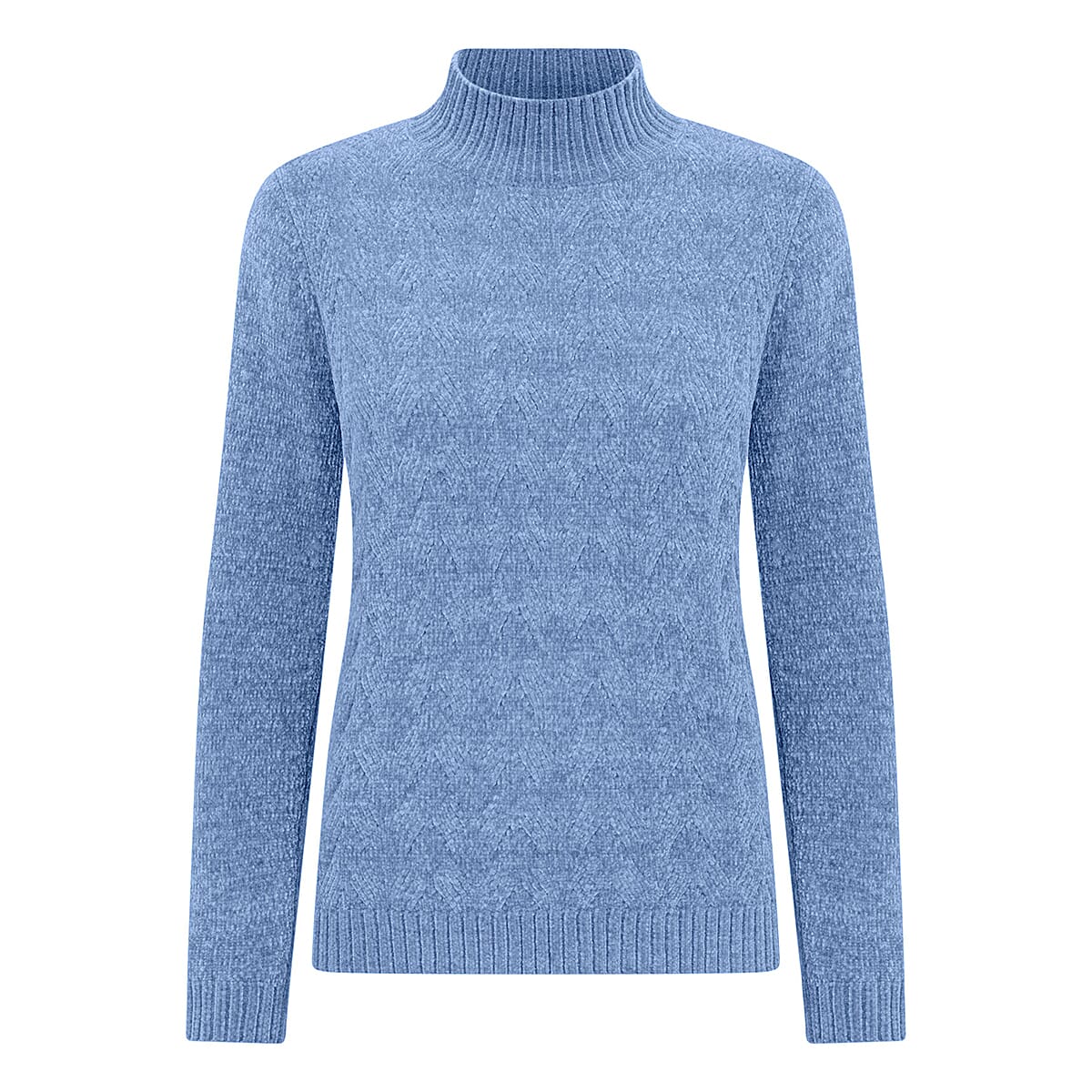 Emreco Cable Front Turtle Neck Jumper (Size L) - Mid Blue 8107713 2