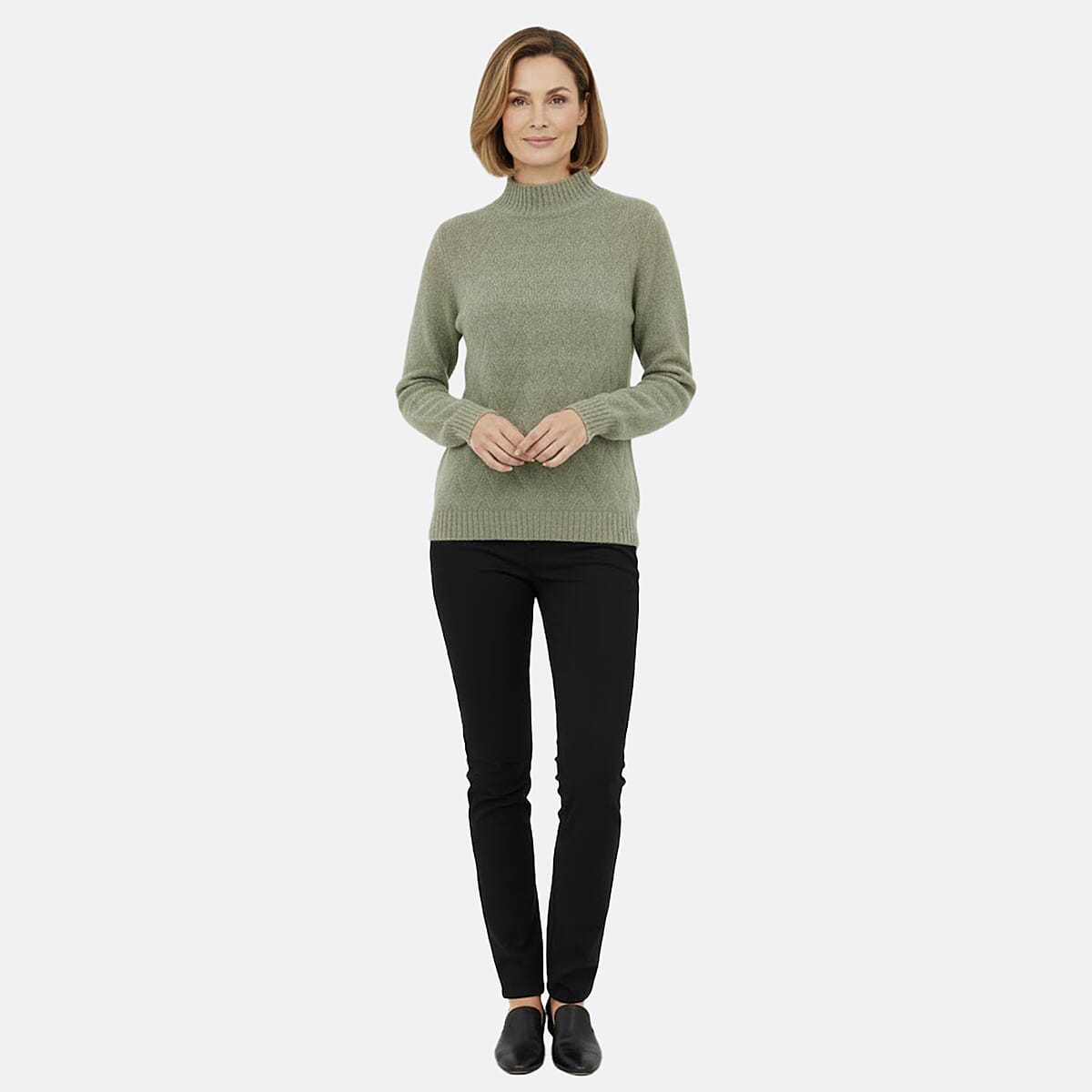 Emreco Cable Front Turtle Neck Jumper (Size S) - Green V32580573 0