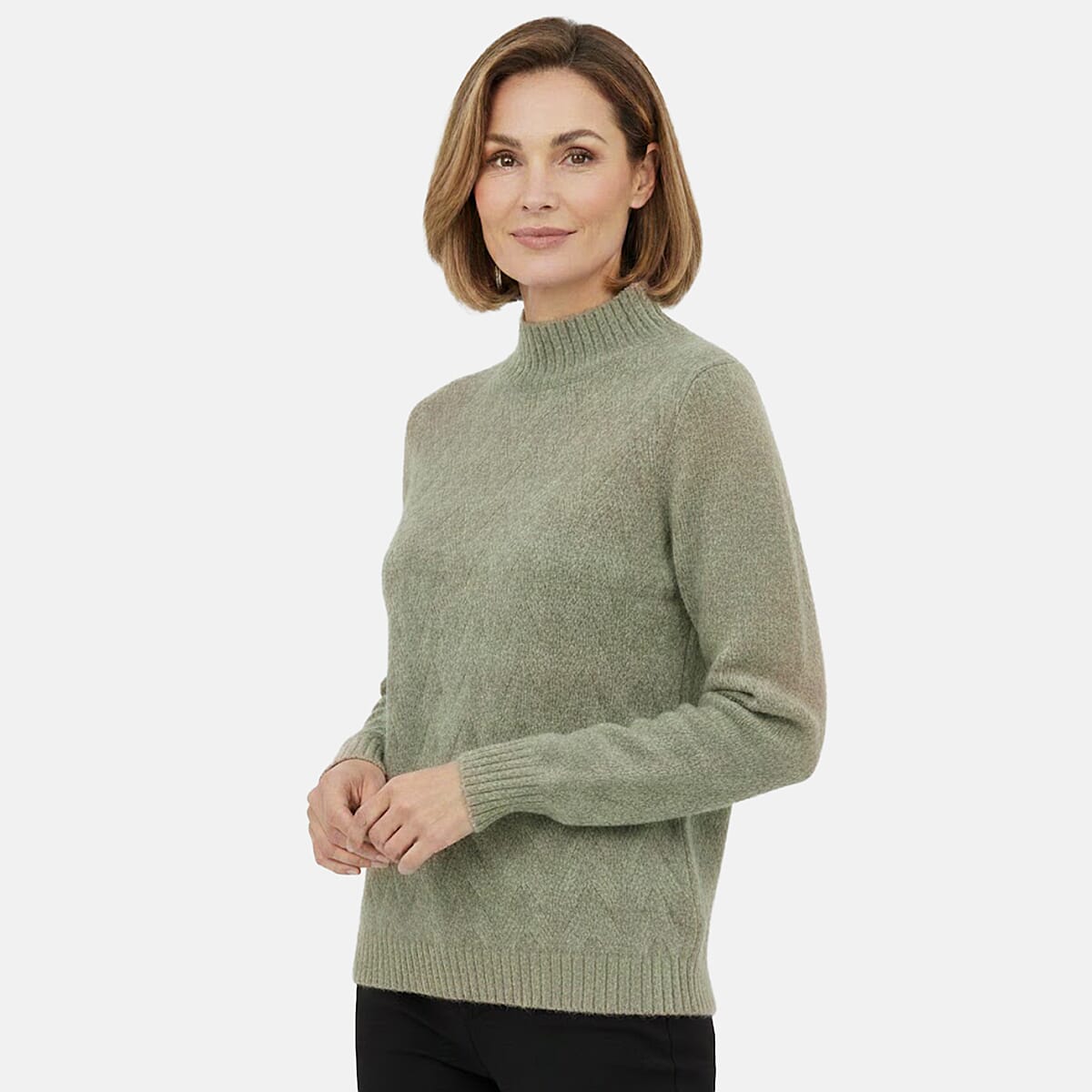 Emreco Cable Front Turtle Neck Jumper (Size S) - Green V32580573 1