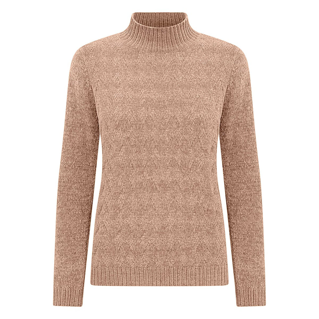 Cable Front Turle Neck Jumper (Size XL) - Beige
