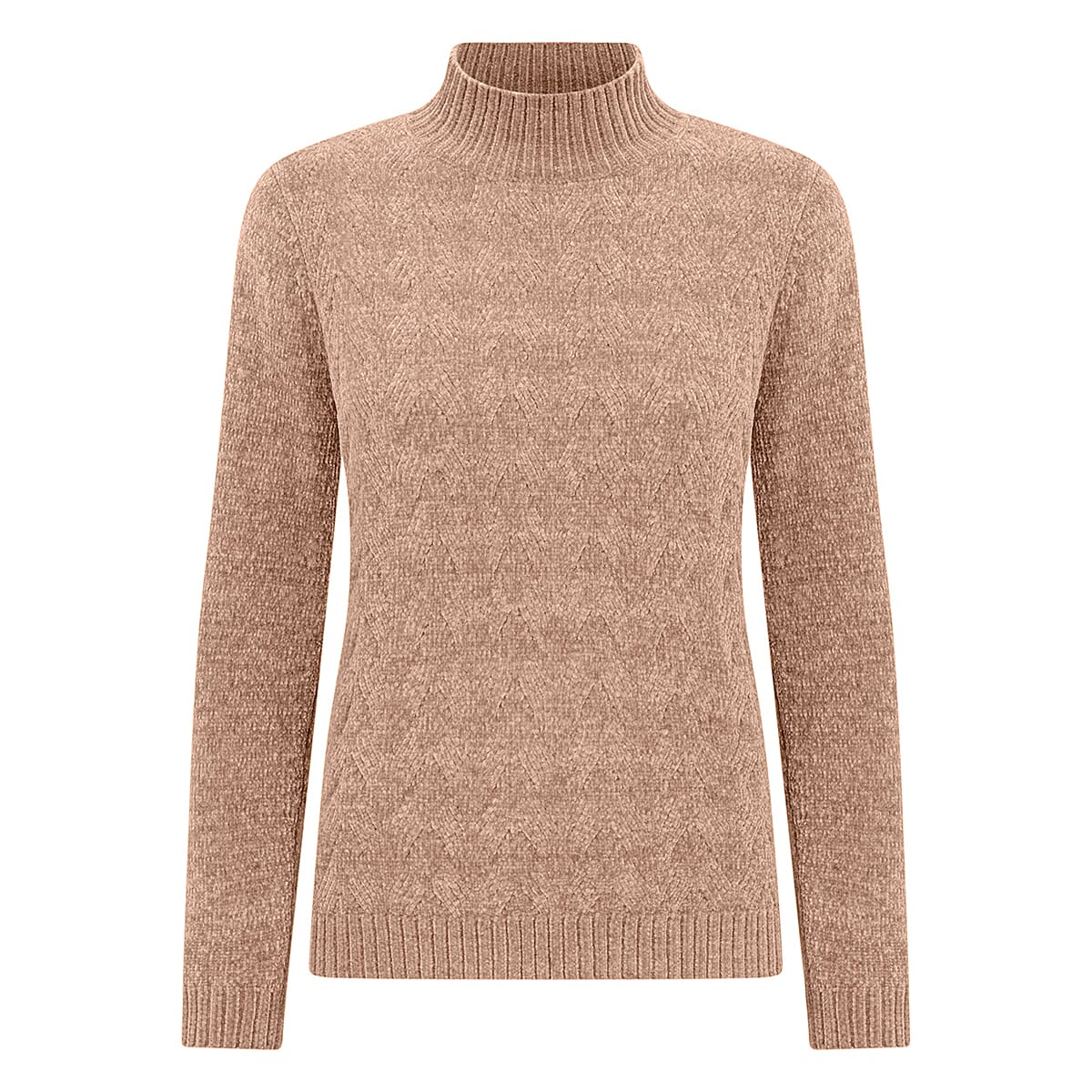 Cable Front Turle Neck Jumper (Size XL) - Beige V32731193 2