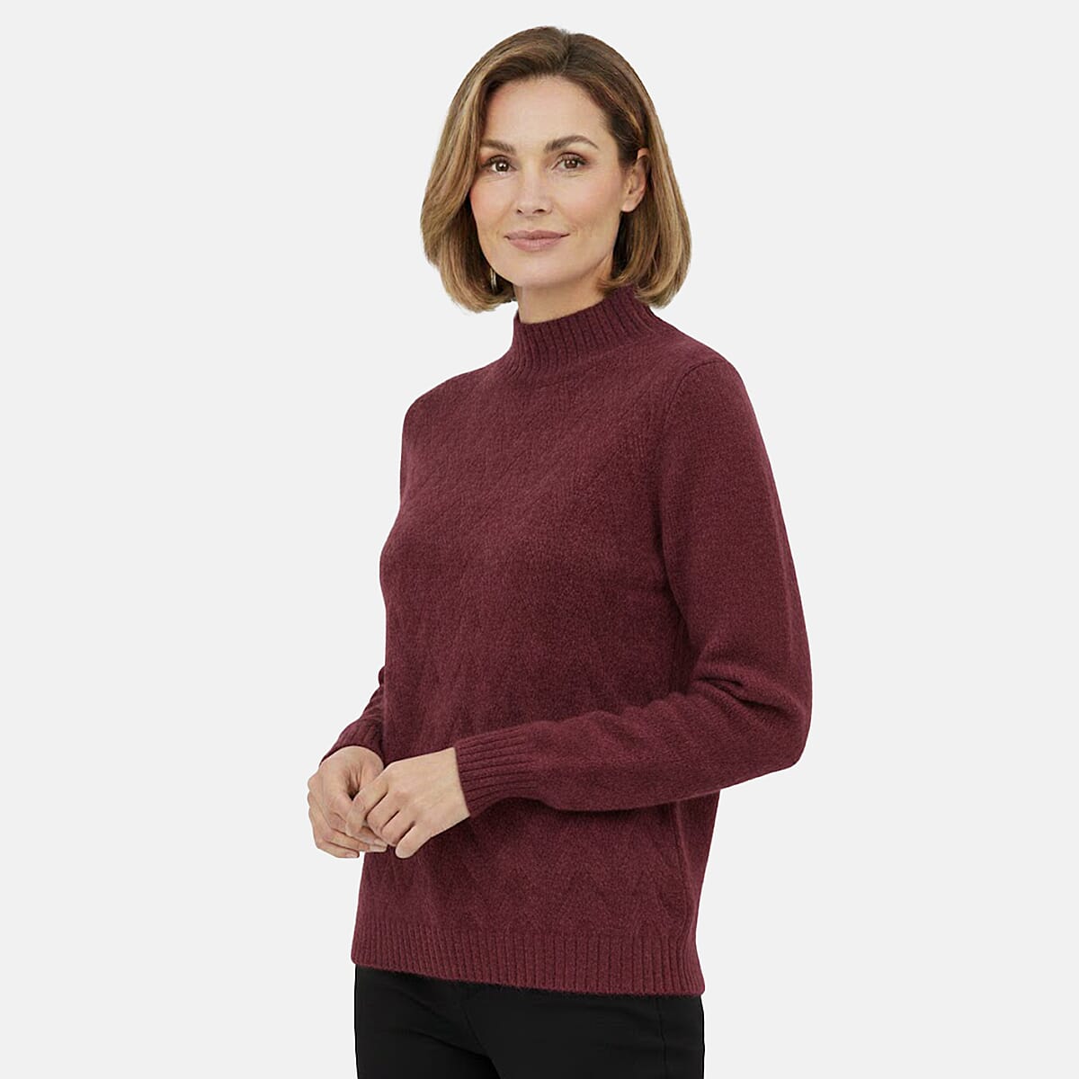Emreco Cable Front Turtle Neck Jumper (Size XL) - Cherry V32513768 1