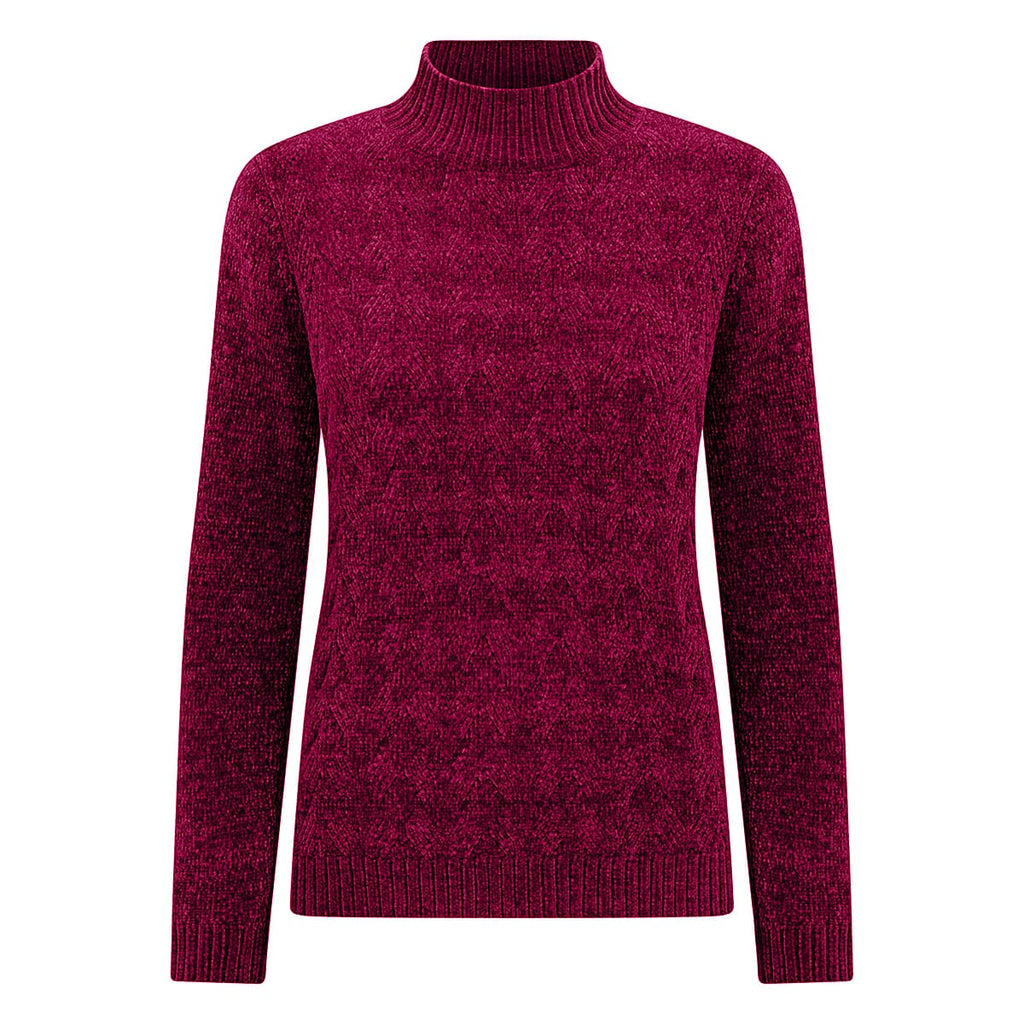Emreco Cable Front Turtle Neck Jumper (Size XL) - Cherry
