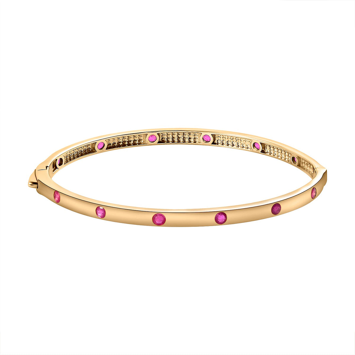 Cabo Delgado Ruby Bangle (Size - 7.5) in 18K Vermeil Yellow Gold Overlay Sterling Silver 2.04 Ct, Silver Wt. 11.00 Gms 7028253 0