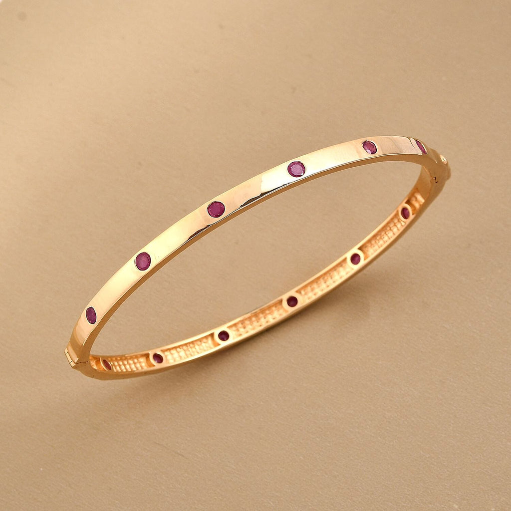 Cabo Delgado Ruby Bangle (Size - 7.5) in 18K Vermeil Yellow Gold Overlay Sterling Silver 2.04 Ct, Silver Wt. 11.00 Gms