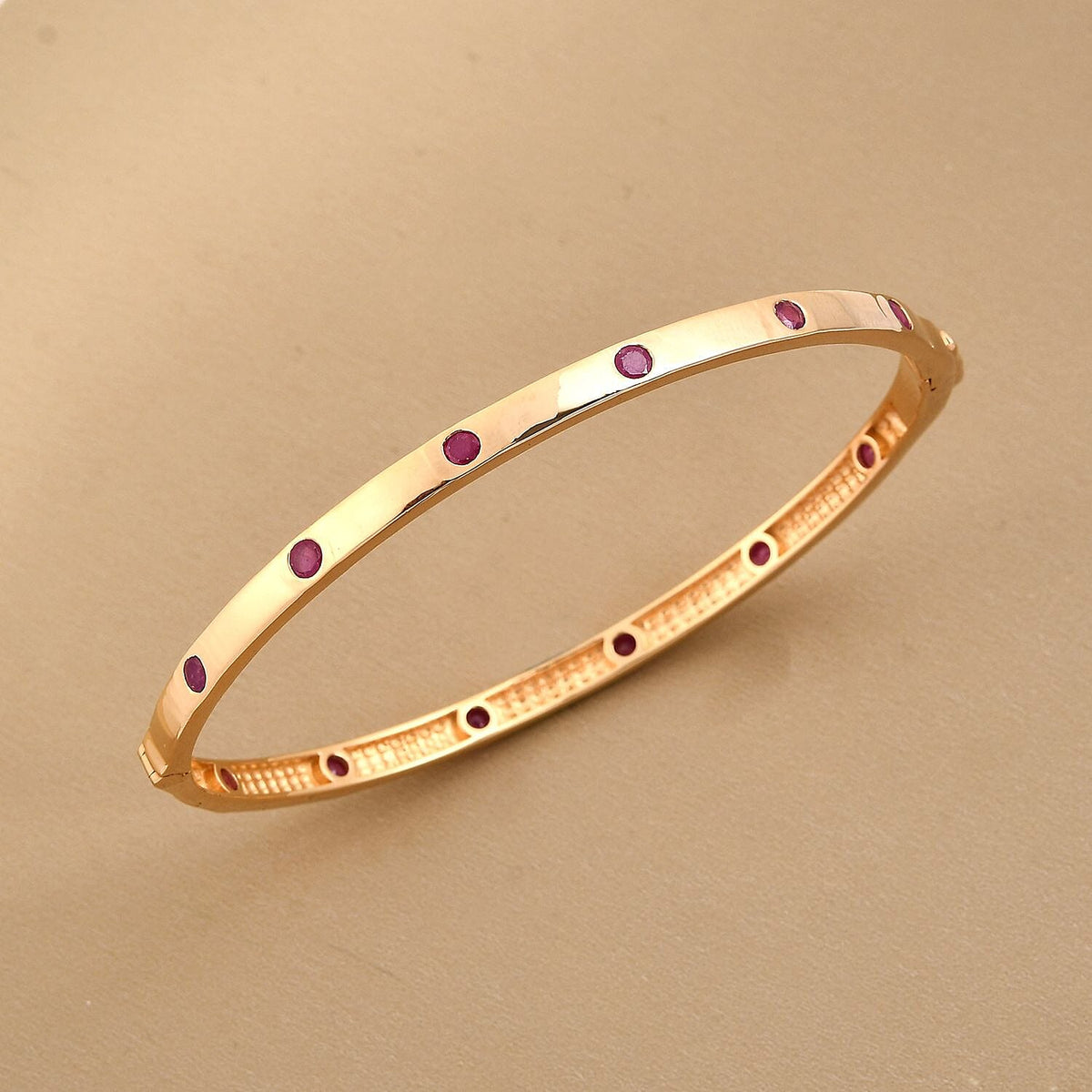Cabo Delgado Ruby Bangle (Size - 7.5) in 18K Vermeil Yellow Gold Overlay Sterling Silver 2.04 Ct, Silver Wt. 11.00 Gms 7028253 2