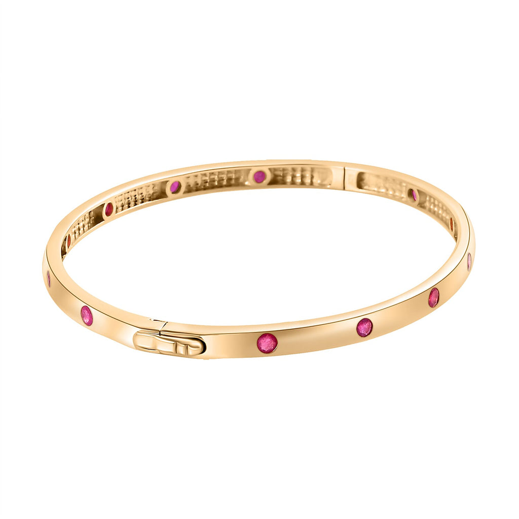Cabo Delgado Ruby Bangle (Size - 7.5) in 18K Vermeil Yellow Gold Overlay Sterling Silver 2.04 Ct, Silver Wt. 11.00 Gms