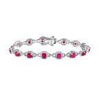 African Ruby Bracelet (Size - 7.5) in Platinum Overlay Sterling Silver 7.45 Ct, Silver Wt. 11.20 Gms