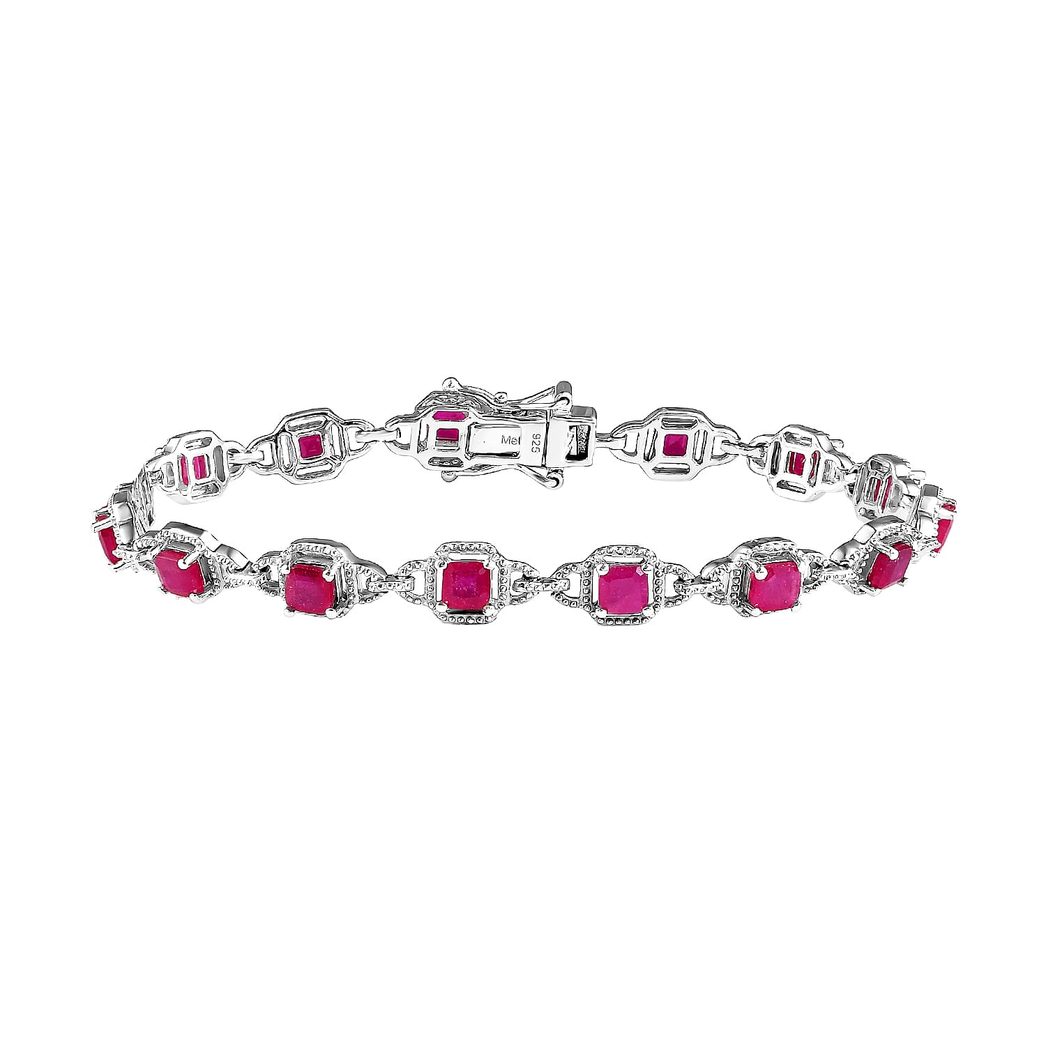 African Ruby Bracelet (Size - 7) in Platinum Overlay Sterling Silver 6.90 Ct, Silver Wt. 10.50 Gms 7209159 0