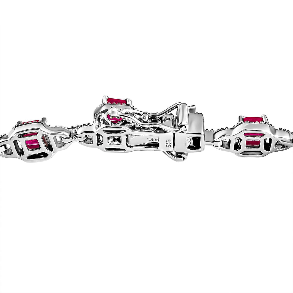 African Ruby Bracelet (Size - 7) in Platinum Overlay Sterling Silver 6.90 Ct, Silver Wt. 10.50 Gms