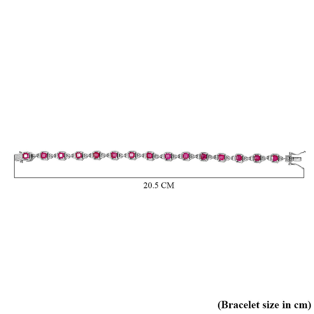 African Ruby Bracelet (Size - 7.5) in Platinum Overlay Sterling Silver 7.45 Ct, Silver Wt. 11.20 Gms