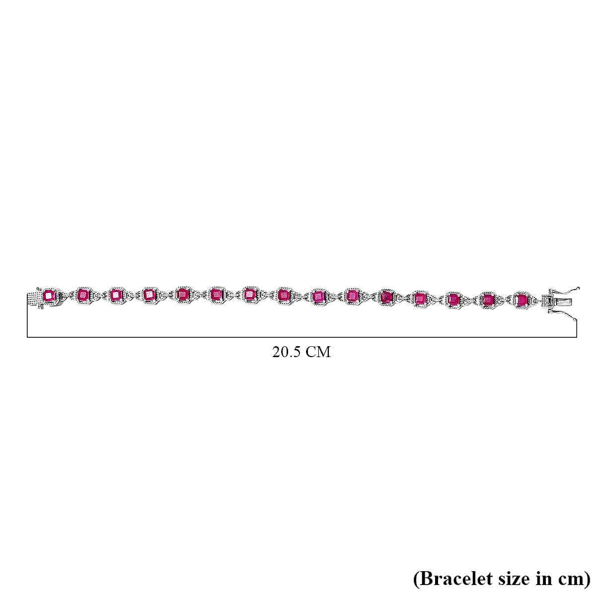 African Ruby Bracelet (Size - 7) in Platinum Overlay Sterling Silver 6.90 Ct, Silver Wt. 10.50 Gms 7209159 5