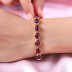 African Ruby Bracelet (Size - 7) in 18K Vermeil Yellow Gold Overlay Sterling Silver 58.33 Ct, Silver Wt. 14.59 Gms