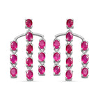 D'Joy Cabo Delgado Ruby Dangling with Push Back Earrings in Platinum Overlay Sterling Silver 5.50 Ct.