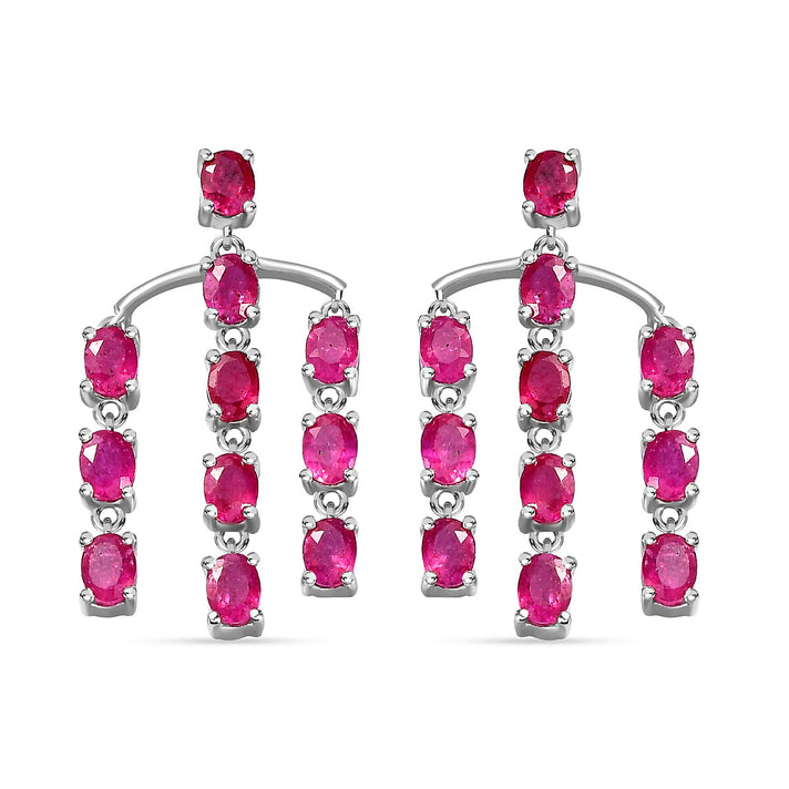 Cabo Delgado Ruby Dangling Earrings (With Push Back) in Platinum Overlay Sterling Silver 7072471 2