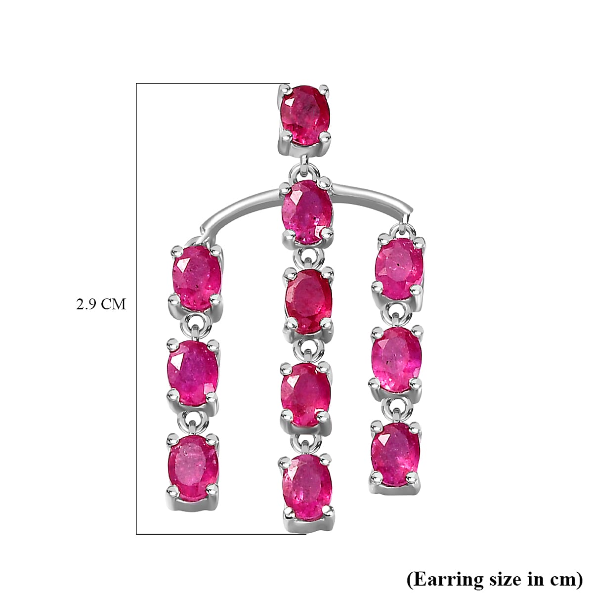 Cabo Delgado Ruby Dangling Earrings (With Push Back) in Platinum Overlay Sterling Silver 7072471 12