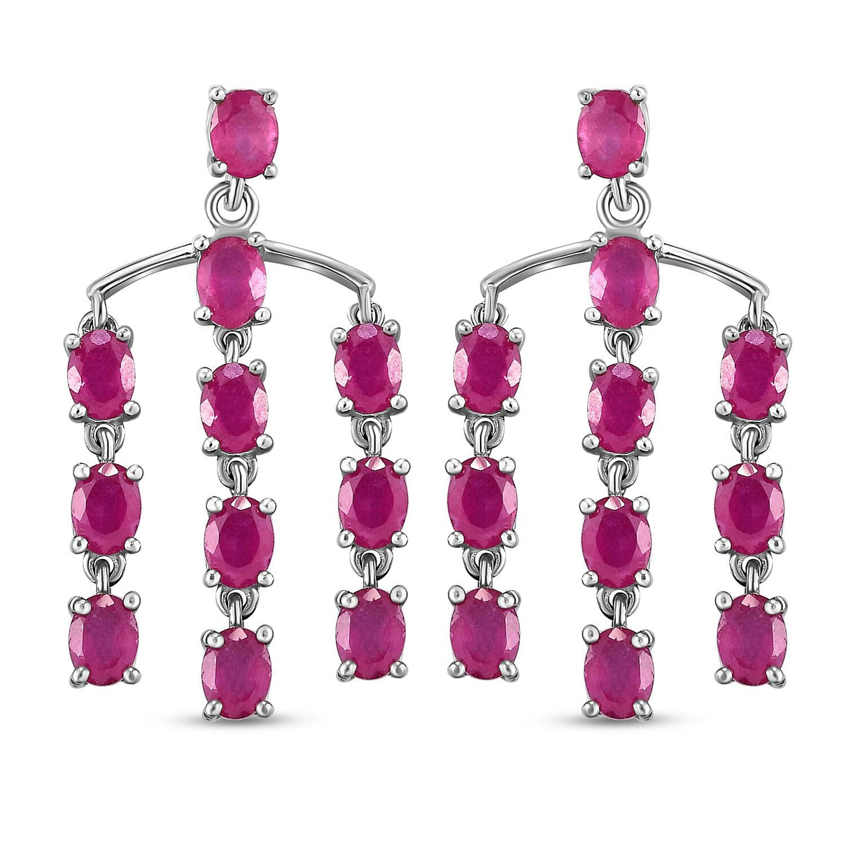 Cabo Delgado Ruby Dangling Earrings (With Push Back) in Platinum Overlay Sterling Silver 7072471 0
