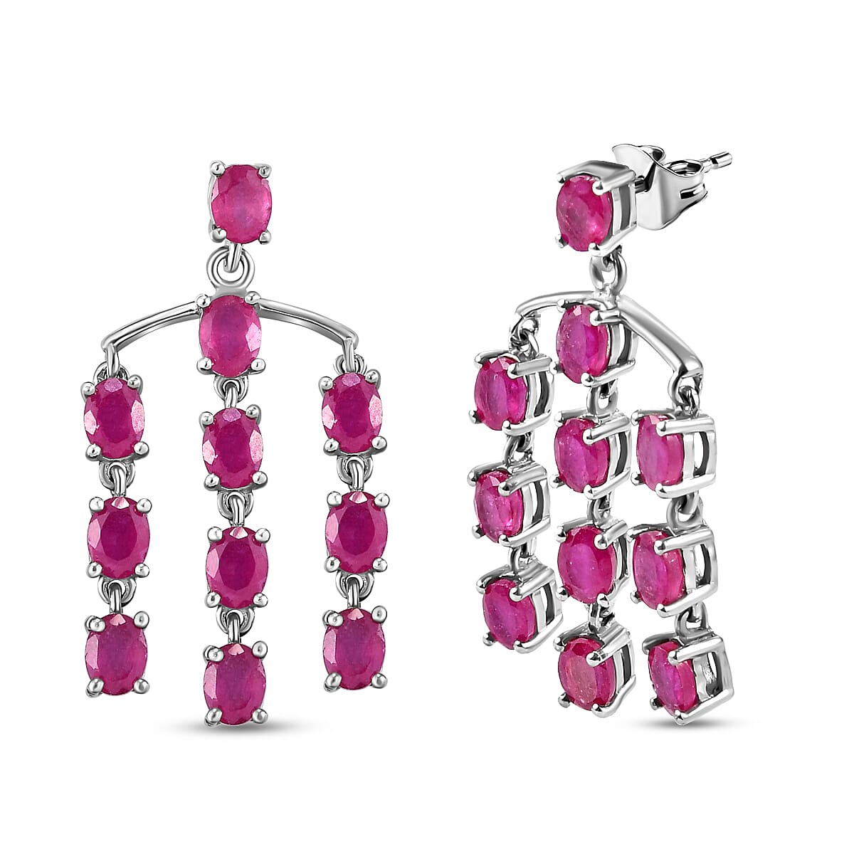 Cabo Delgado Ruby Dangling Earrings (With Push Back) in Platinum Overlay Sterling Silver 7072471 4