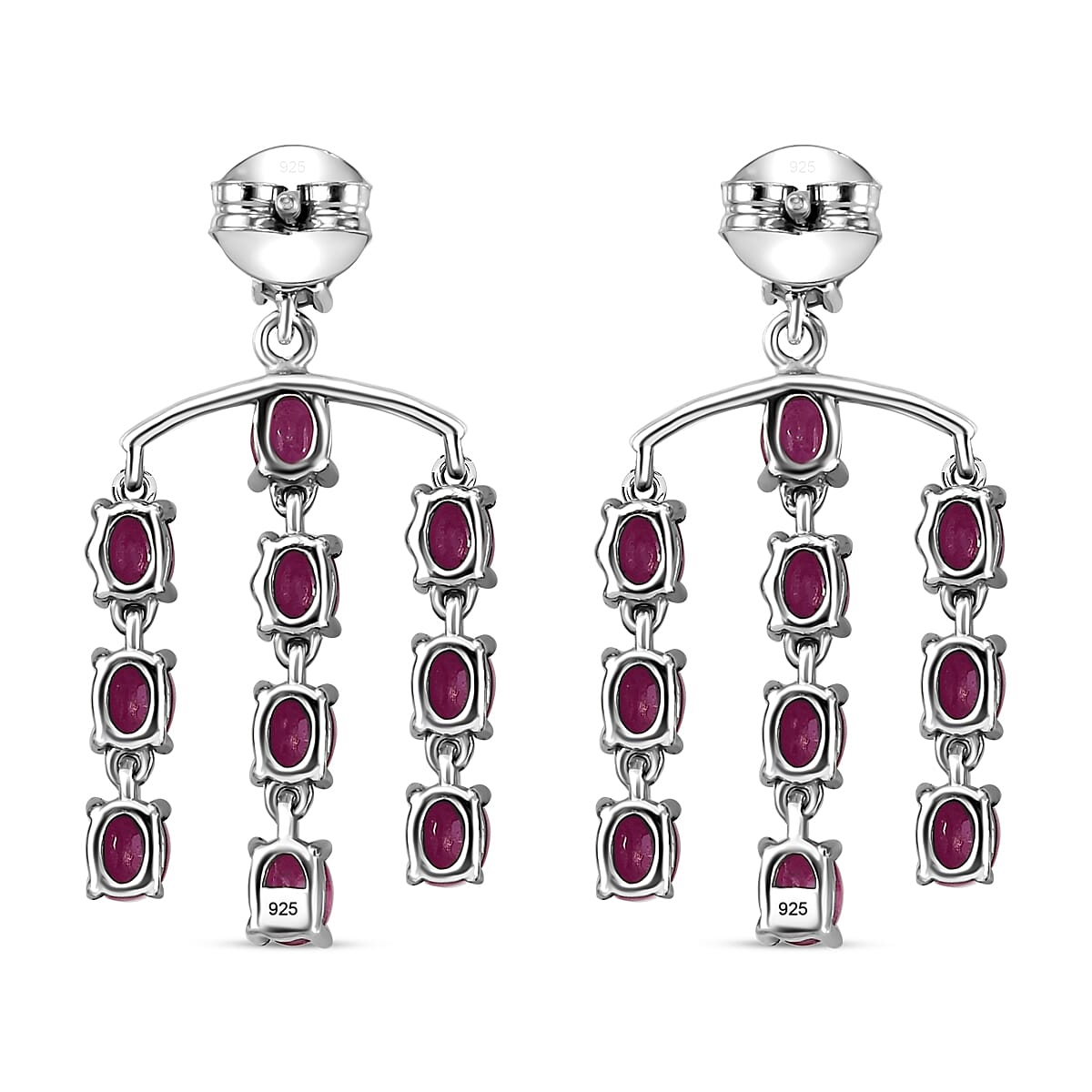 Cabo Delgado Ruby Dangling Earrings (With Push Back) in Platinum Overlay Sterling Silver 7072471 5