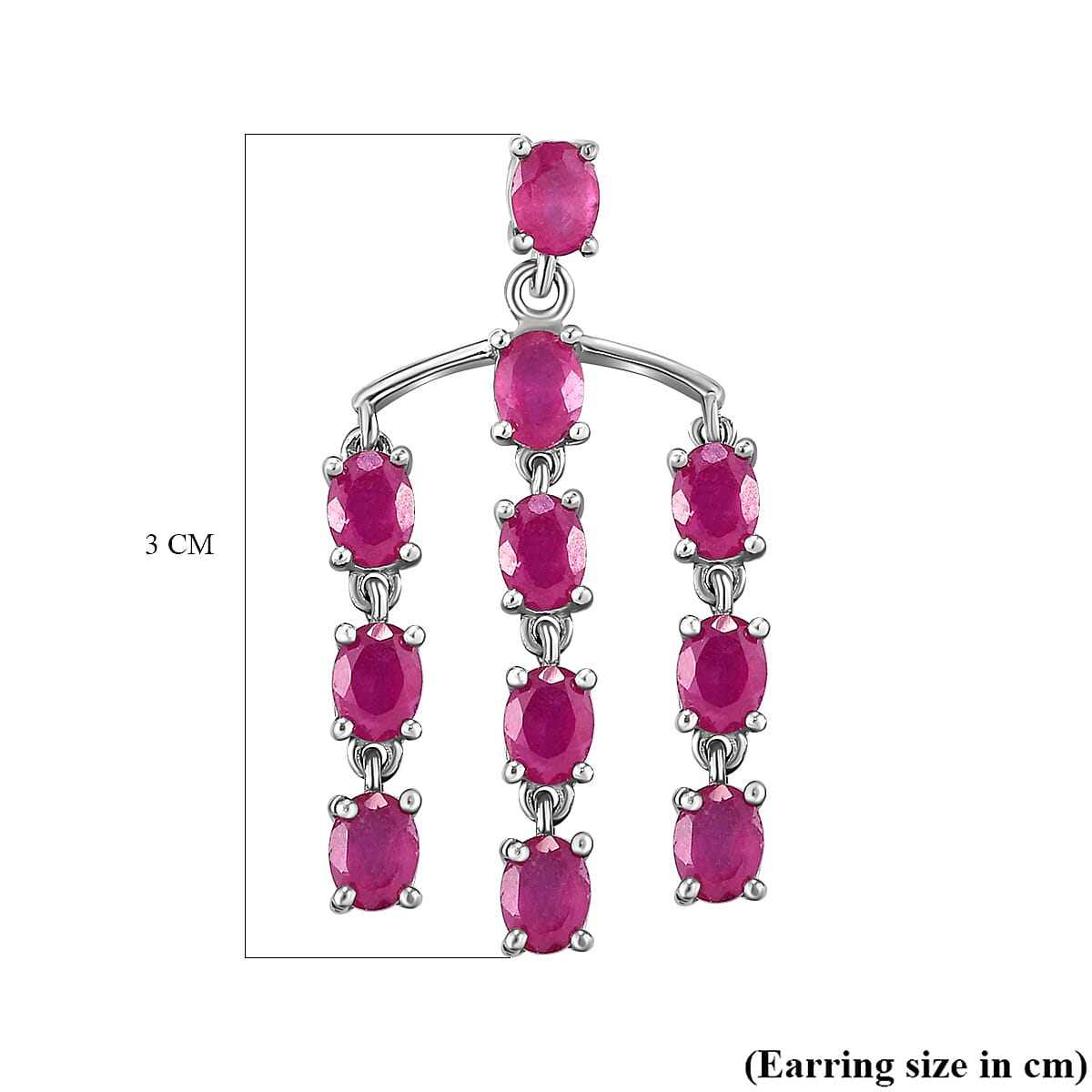 Cabo Delgado Ruby Dangling Earrings (With Push Back) in Platinum Overlay Sterling Silver 7072471 6
