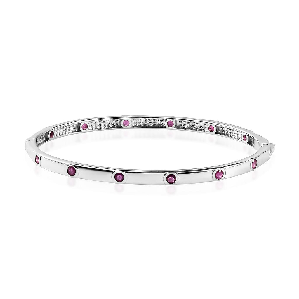 African Ruby Bangle (Size 7.5) in Platinum Overlay Sterling Silver 12.07 Gms