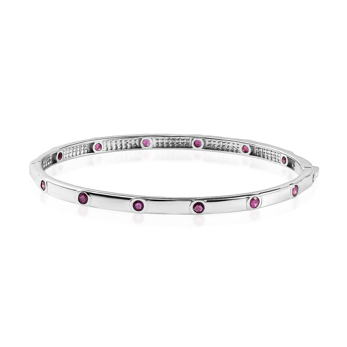 African Ruby Bangle (Size 7.5) in Platinum Overlay Sterling Silver 12.07 Gms 7170716 0