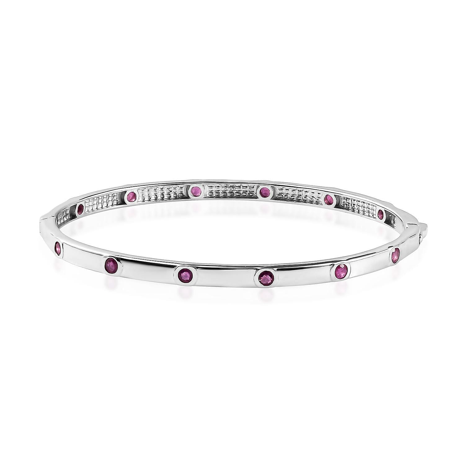 African Ruby Bangle (Size 7.5) in Platinum Overlay Sterling Silver 12.07 Gms 7170716 0