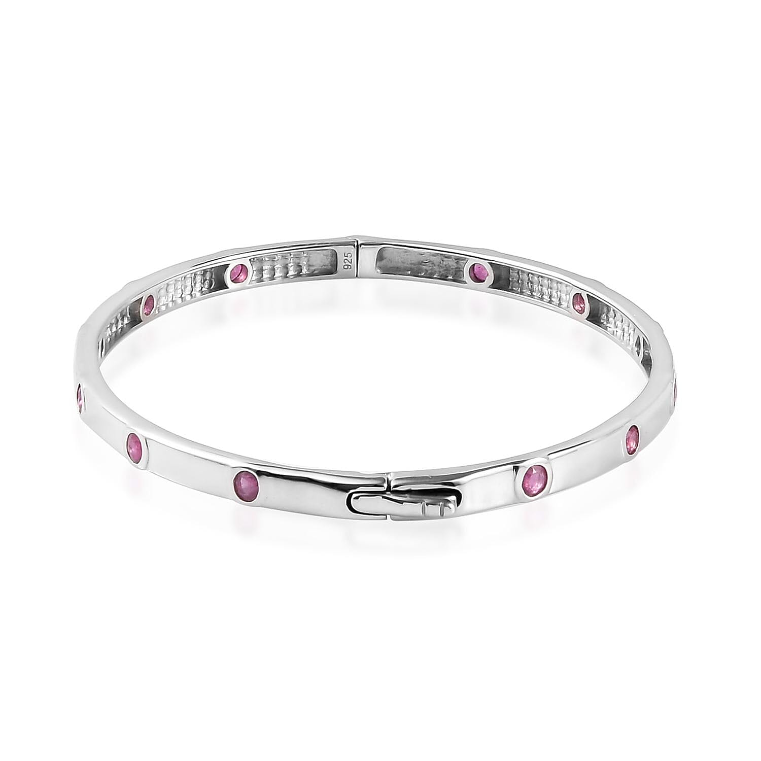 African Ruby Bangle (Size 7.5) in Platinum Overlay Sterling Silver 12.07 Gms 7170716 4