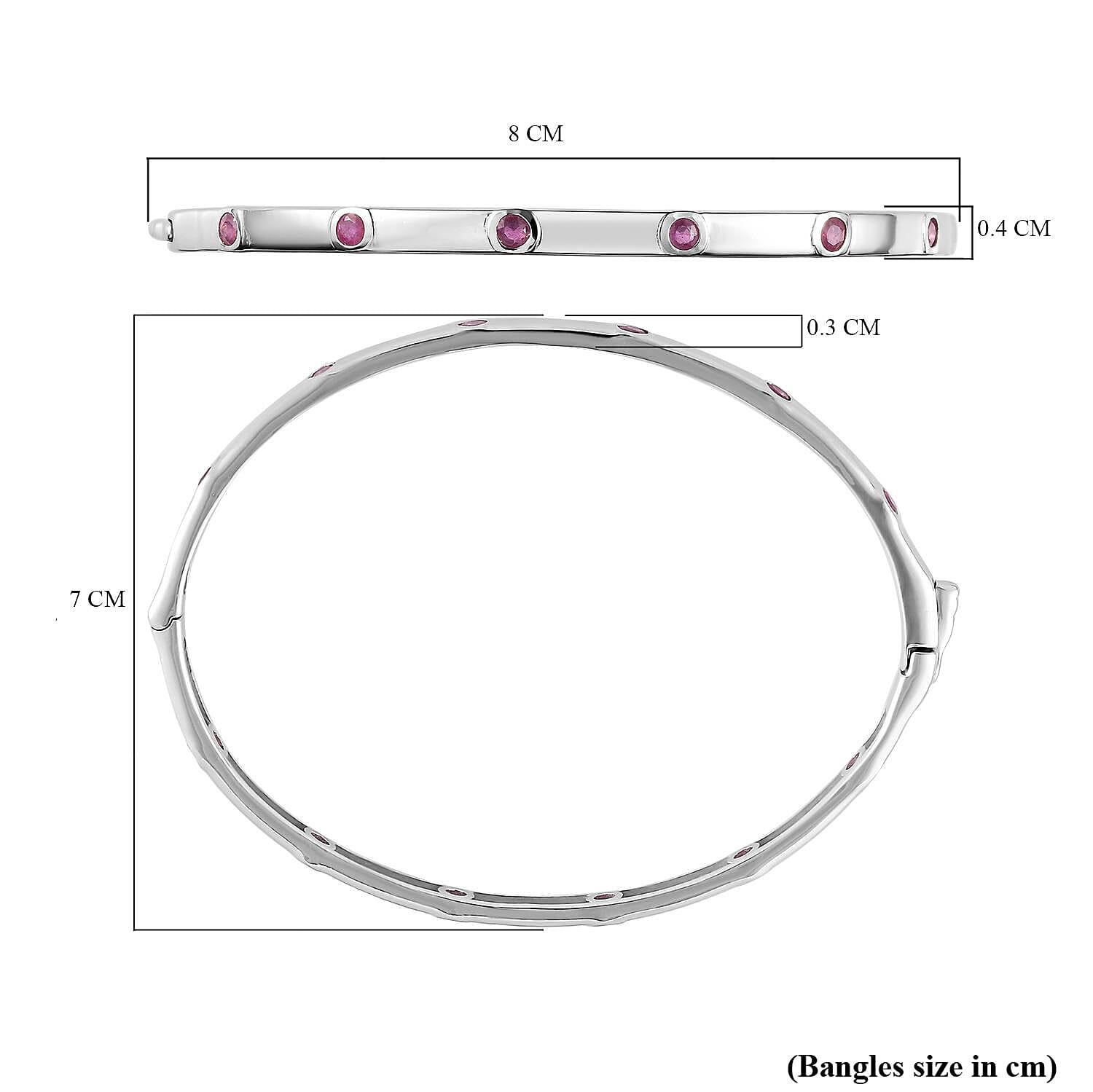 African Ruby Bangle (Size 7.5) in Platinum Overlay Sterling Silver 12.07 Gms 7170716 5