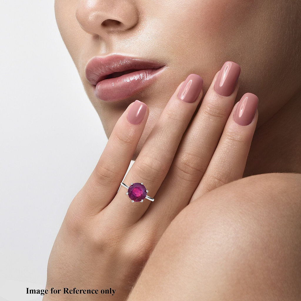 African Ruby Ring in Rhodium Overlay Sterling Silver 5.40 Ct.