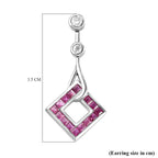 Cabo Delgado Ruby and Moissanite Dangle Earrings in Platinum Overlay Sterling Silver 2.86 Ct.