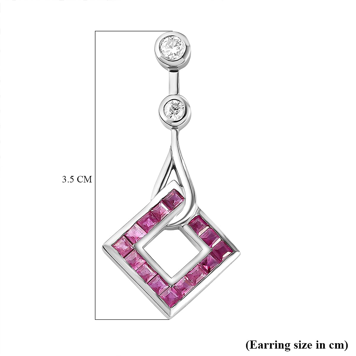 Cabo Delgado Ruby and Moissanite Dangle Earrings in Platinum Overlay Sterling Silver 2.86 Ct. 7073251 6