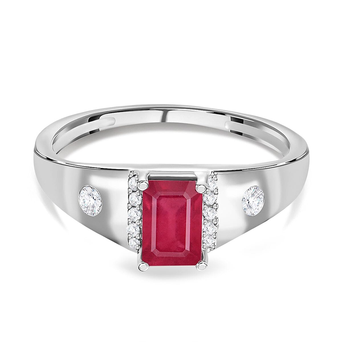 Cabo Delgado Ruby and Natural Cambodian Zircon Halo Ring in Sterling Silver 7260773 0