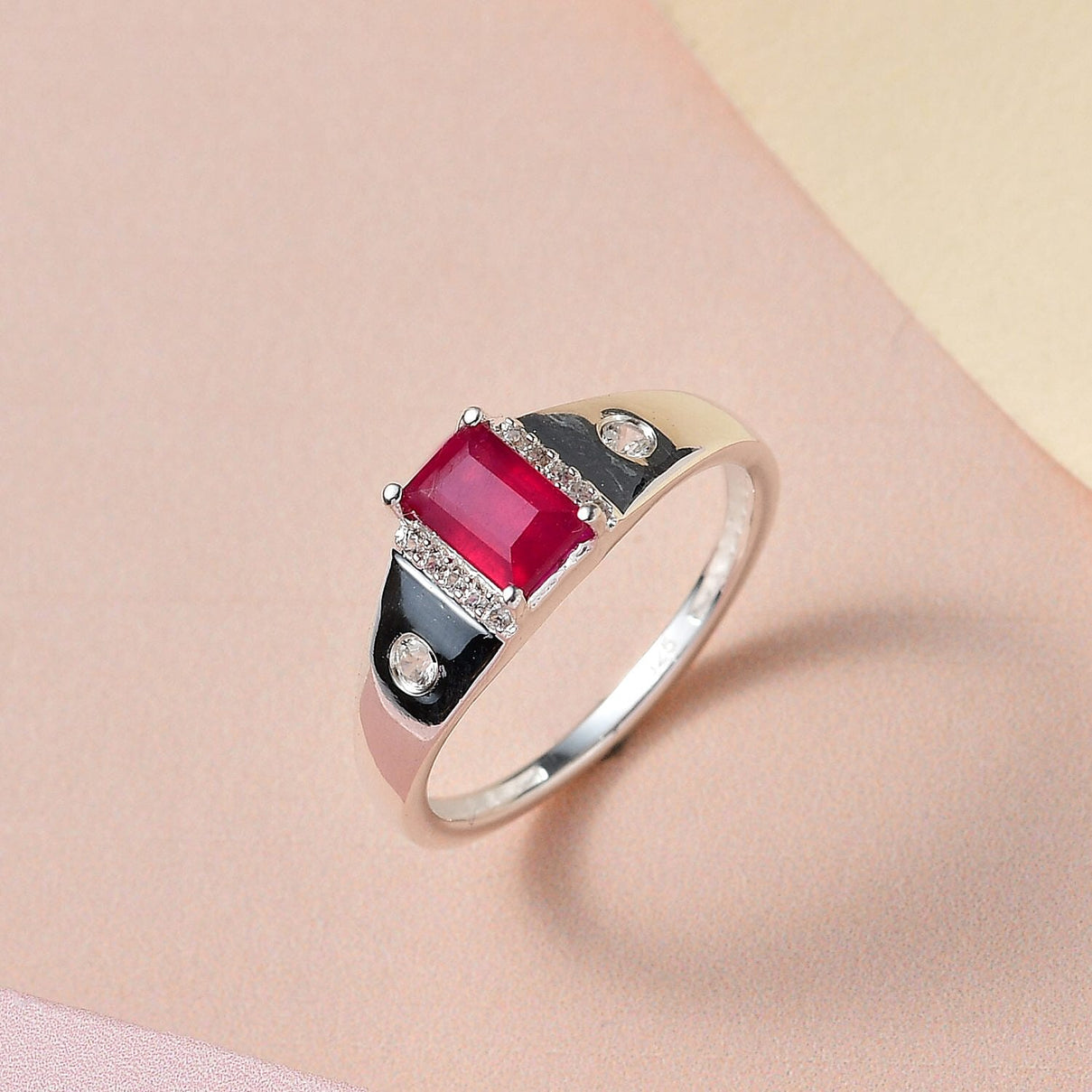 Cabo Delgado Ruby and Natural Cambodian Zircon Halo Ring in Sterling Silver 7260773 2