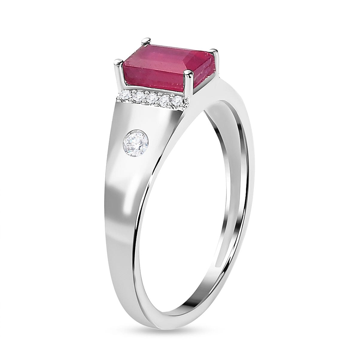 Cabo Delgado Ruby and Natural Cambodian Zircon Halo Ring in Sterling Silver 7260773 6