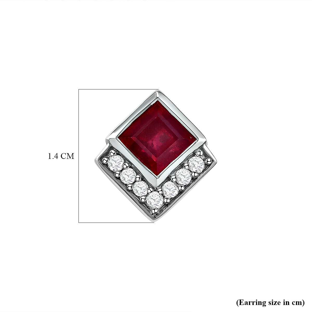Cabo Delgado Ruby and Natural Cambodian Zircon Stud Earrings (with Push Back) in Platinum Overlay Sterling Silver 3.72 Ct. 7064159 5