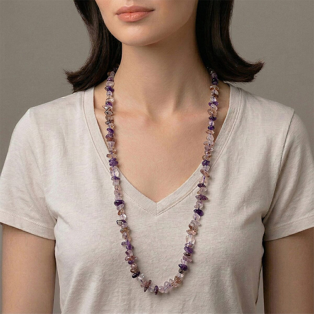 Cacoxenite Chips Necklace (Size - 32) 353.00 Ct.